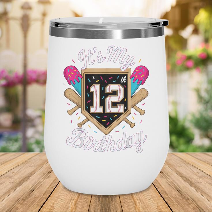 It's My 12th Birthday Baseball Fan Celebration Wine Tumbler