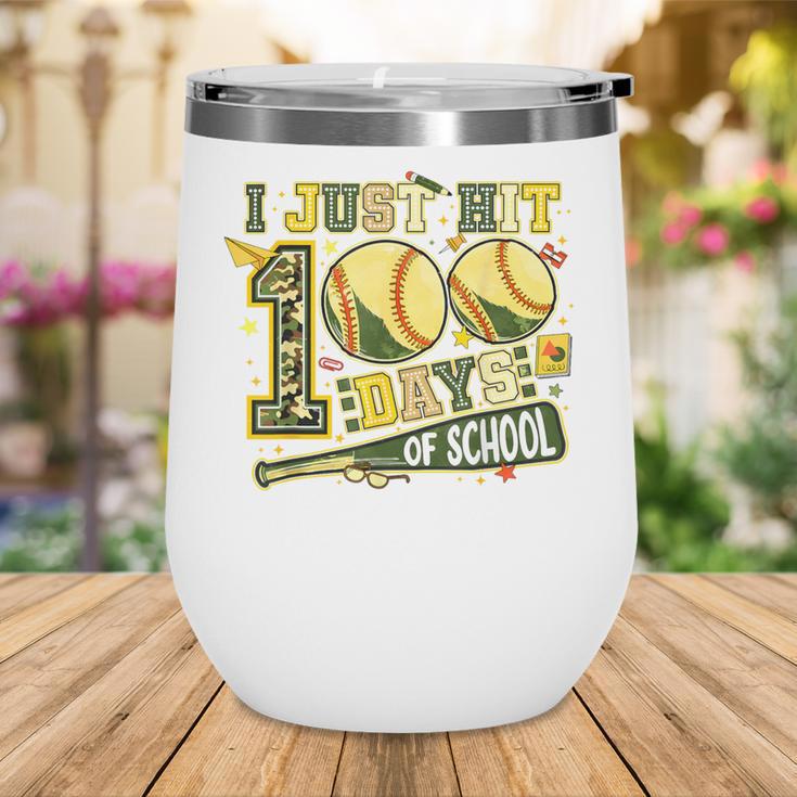 I Just Hit 100 Days Of School Baseball Teacher Boy Girl Kid Wine Tumbler