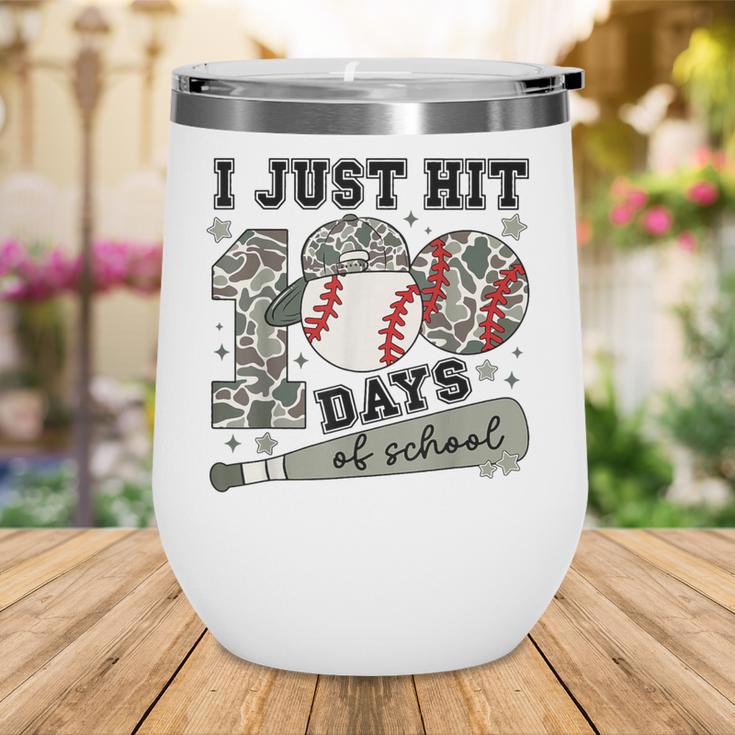 I Just Hit 100 Days Of School Camo Baseball 100 Days Smarter Wine Tumbler I Just Hit 100 Days Of School Camo Baseball 100 Days Smarter Wine Tumbler