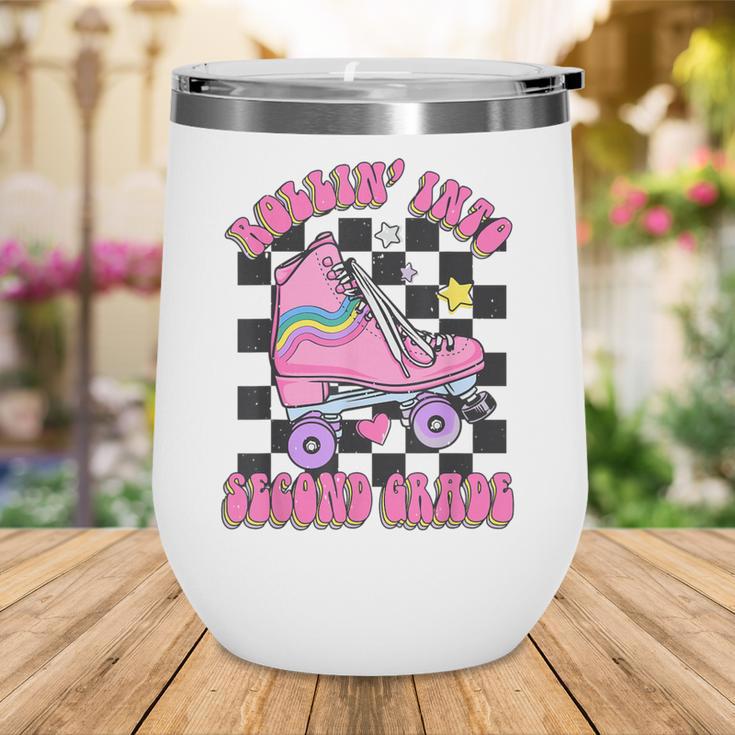Kids Back To School Skating Rollin Into Second 2nd Grade Wine Tumbler Kids Back To School Skating Rollin Into Second 2nd Grade Wine Tumbler
