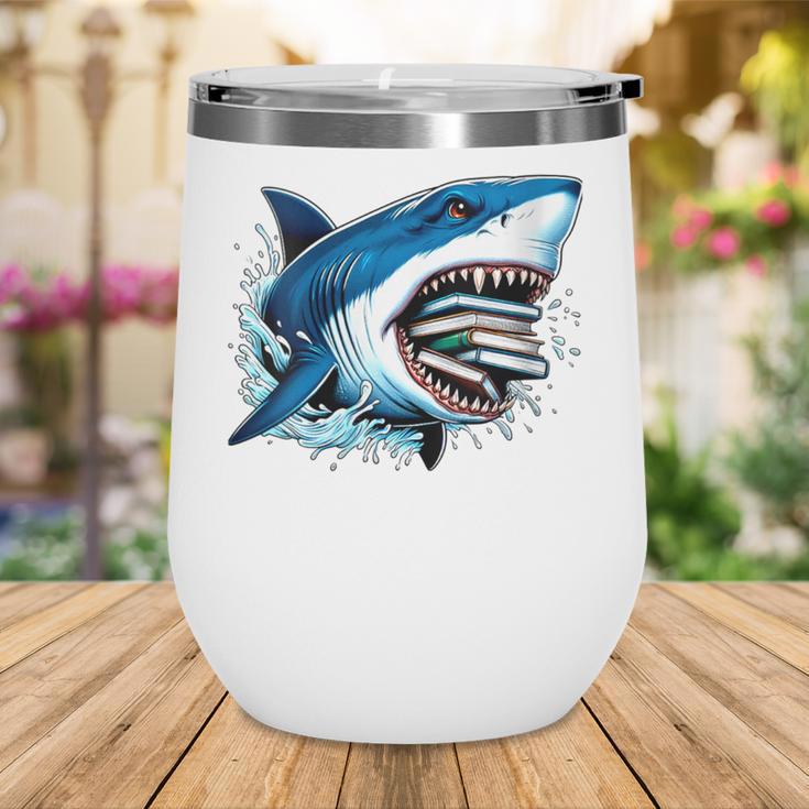 Kids Shark With School Books Back To School Shark Lovers Wine Tumbler Kids Shark With School Books Back To School Shark Lovers Wine Tumbler