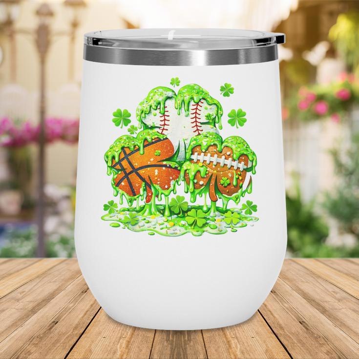 Kids St Patricks Day Shamrock Basketball Baseball Football Wine Tumbler