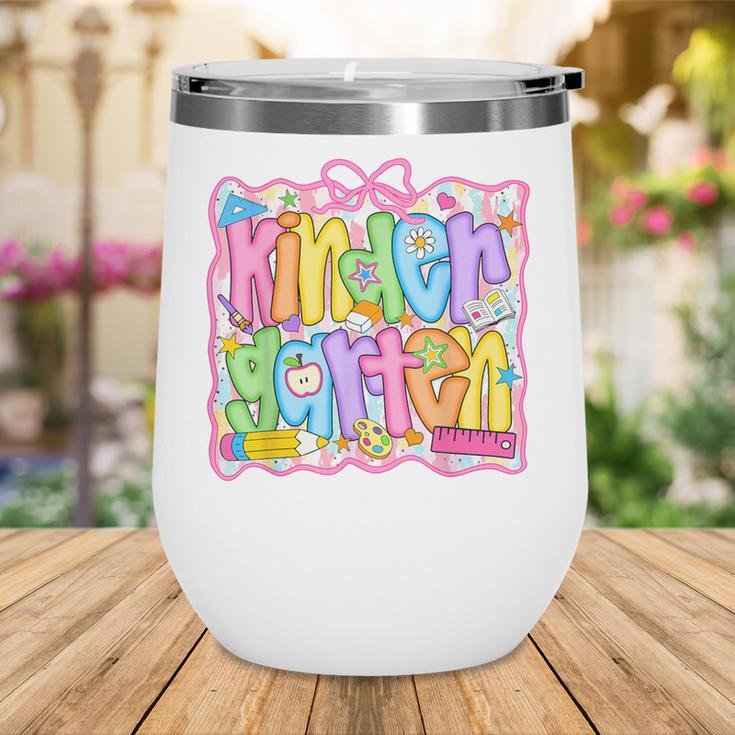 Kindergarten Coquette Bow Back To School Kinder Girl Kids Wine Tumbler