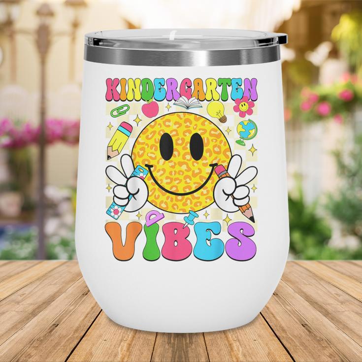 Kindergarten Vibes Smile Face Back To School Kinder Girl Kid Wine Tumbler