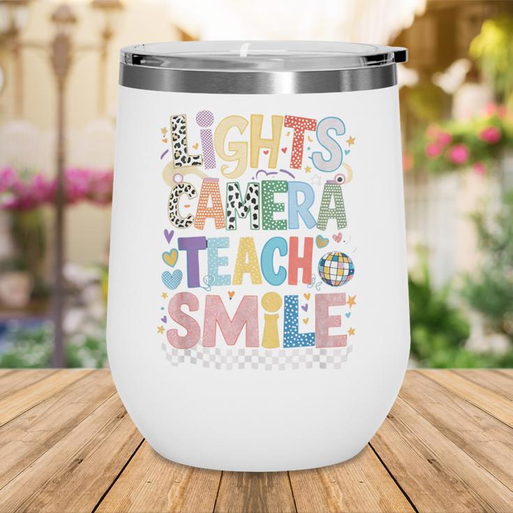 Lights Camera Teach Smile Back To School Awesome Learners Wine Tumbler Lights Camera Teach Smile Back To School Awesome Learners Wine Tumbler