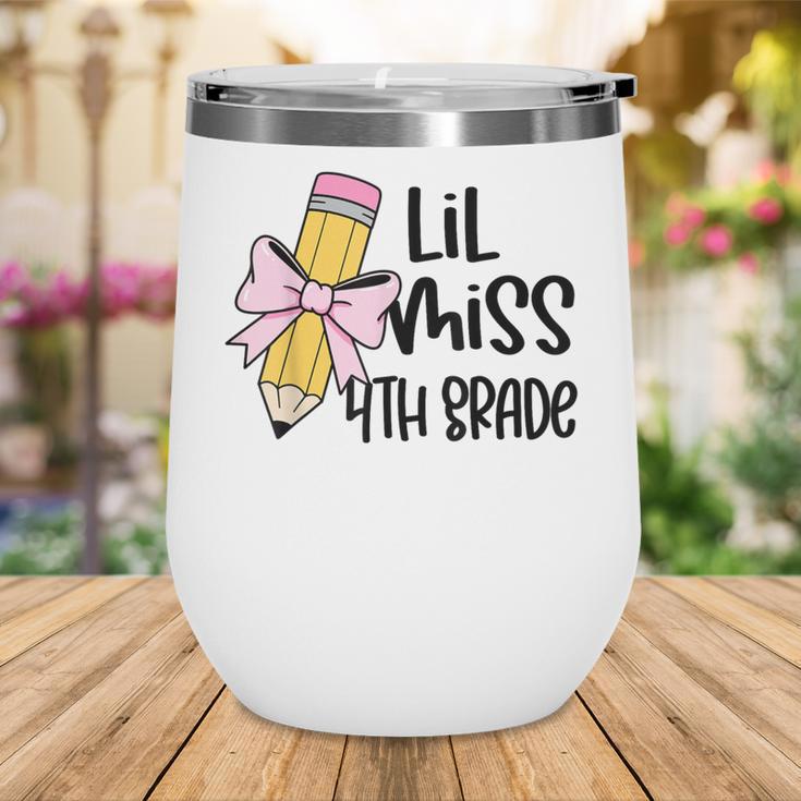 Lil Miss 4th Grade Coquette Bow Pencil Back To School Girls Wine Tumbler Lil Miss 4th Grade Coquette Bow Pencil Back To School Girls Wine Tumbler