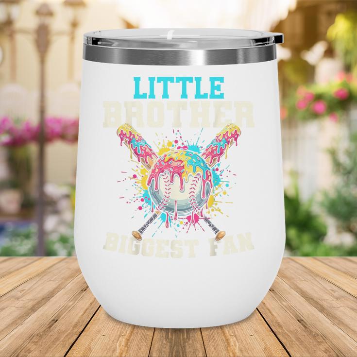 Little Brother Biggest Fan Baseball Cream Drip Crossed Bats Wine Tumbler