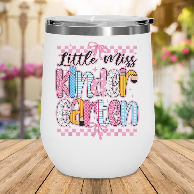 Little Miss Kindergarten Back To School Girls Coquette Bow Wine Tumbler