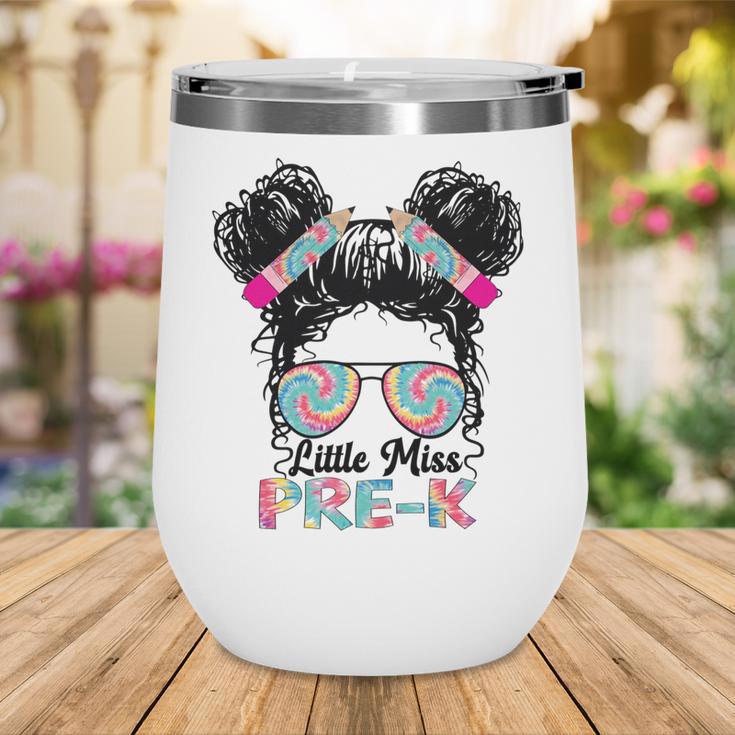 Little Miss Pre-K Girls Back To School Messy Bun Performance Wine Tumbler Little Miss Pre-K Girls Back To School Messy Bun Performance Wine Tumbler