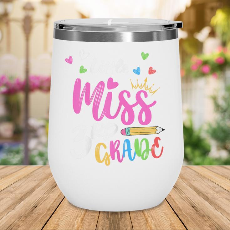 Little Misss Third Grade Back To School 3rd Grader Girl Wine Tumbler