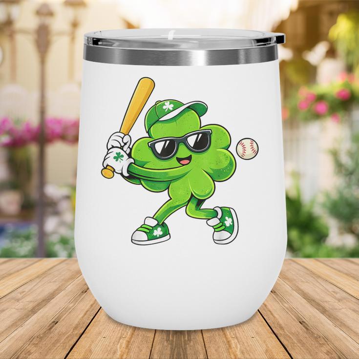 Lucky Shamrock Playing Baseball St Patrick's Kids Boys Wine Tumbler