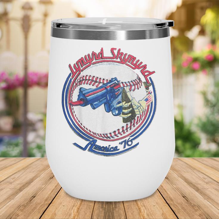 Lynyrd Skynyrd Skeleton Baseball Gun US Flag Cowboy Rock Fan Wine Tumbler