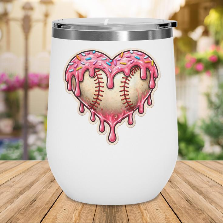 Melting Baseball Drip Heart Softball Player Lover Ice Cream Wine Tumbler