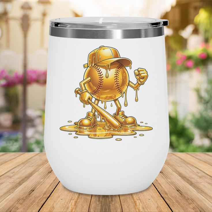 Melting Baseball Mascot Slugger Bat Cap Cartoon Wine Tumbler Melting Baseball Mascot Slugger Bat Cap Cartoon Wine Tumbler