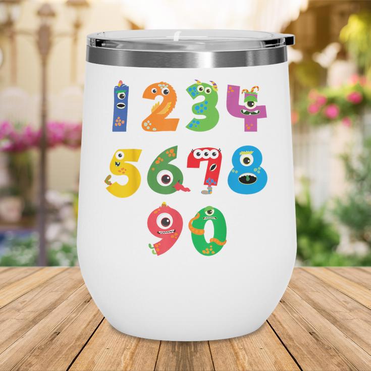 Monster Numbers Learning Cute Numbers 0-9 Back To School Wine Tumbler