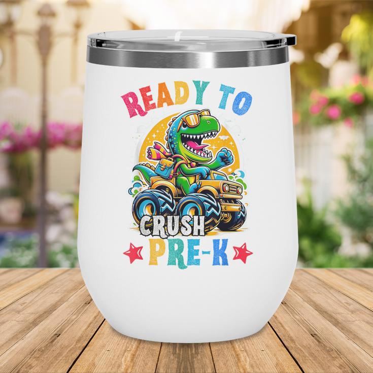 Monster Truck Dinosaur Boys Back To School Crush Pre-k Kids Wine Tumbler