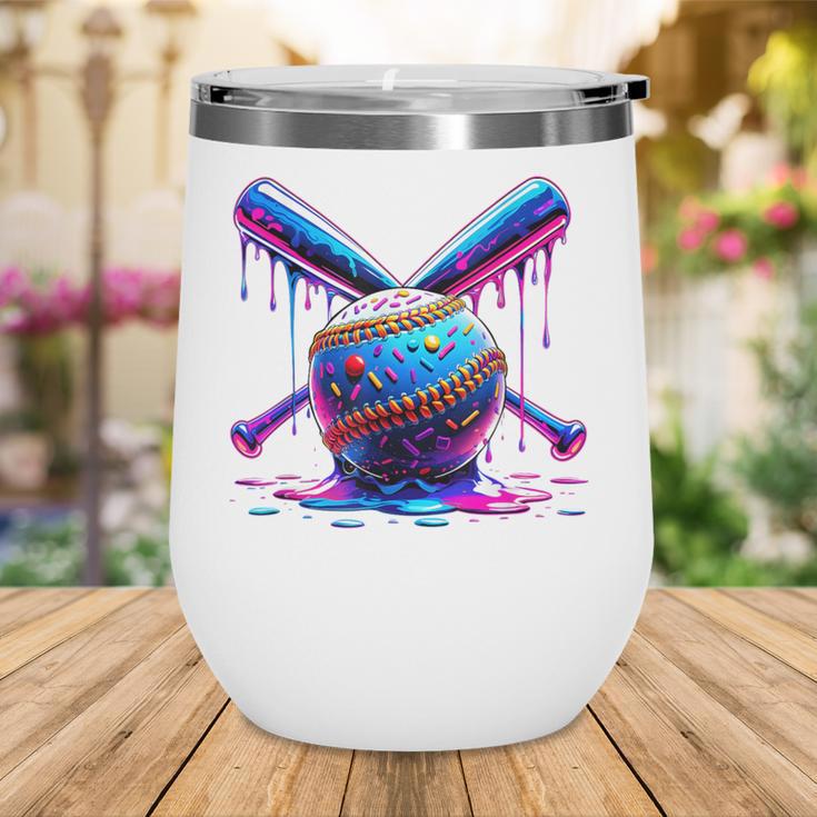 Neon Dripping Baseball And Bats Colorful Sports Art Wine Tumbler