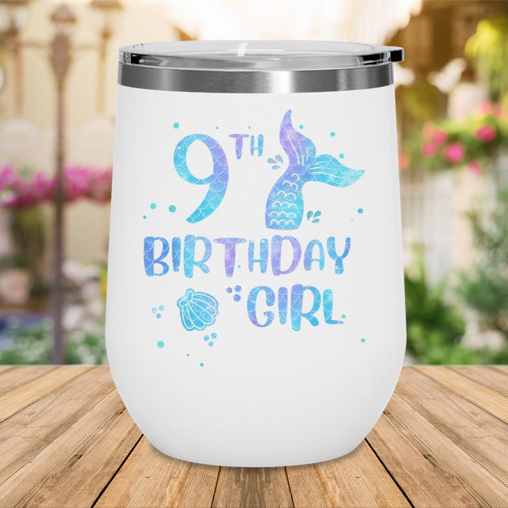 Ninth Birthday Girl Mermaid 9th Toddler's Back To School Wine Tumbler