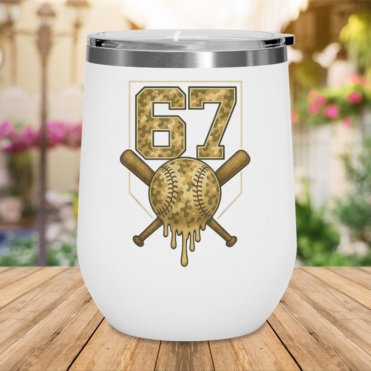 Number 67 Baseball Drip Camo Six Seven Meme Boys Kids Wine Tumbler Number 67 Baseball Drip Camo Six Seven Meme Boys Kids Wine Tumbler