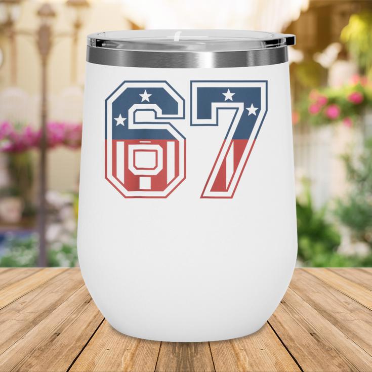 Number 67 USA Raglan Baseball Tee Wine Tumbler