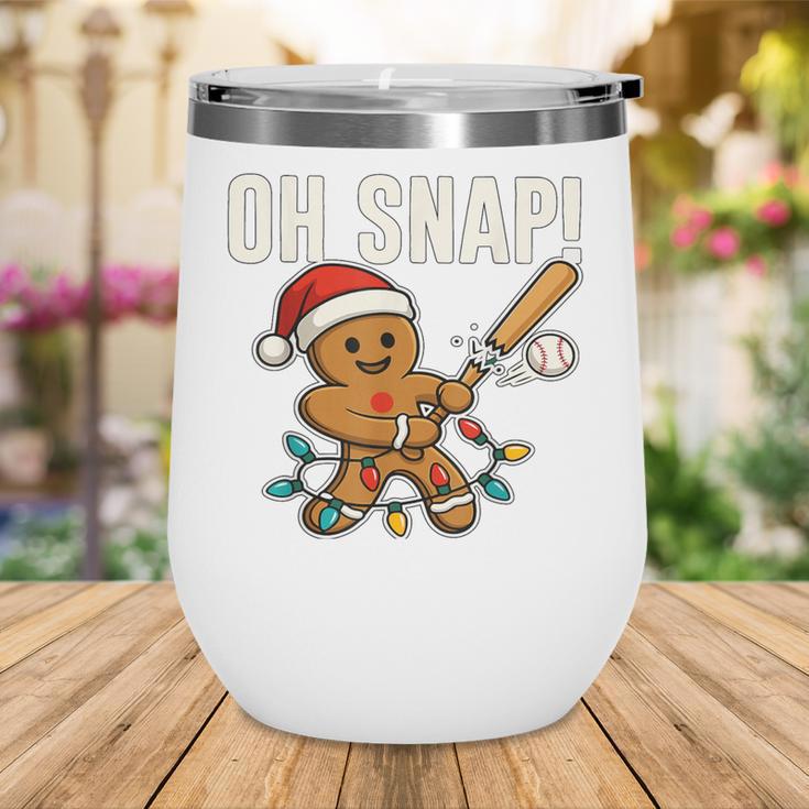 Oh Snap Gingerbreadman Christmas Baseball Humor Wine Tumbler