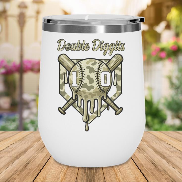Old School Camo Baseball Drip Double Digits 10th Birthday Wine Tumbler