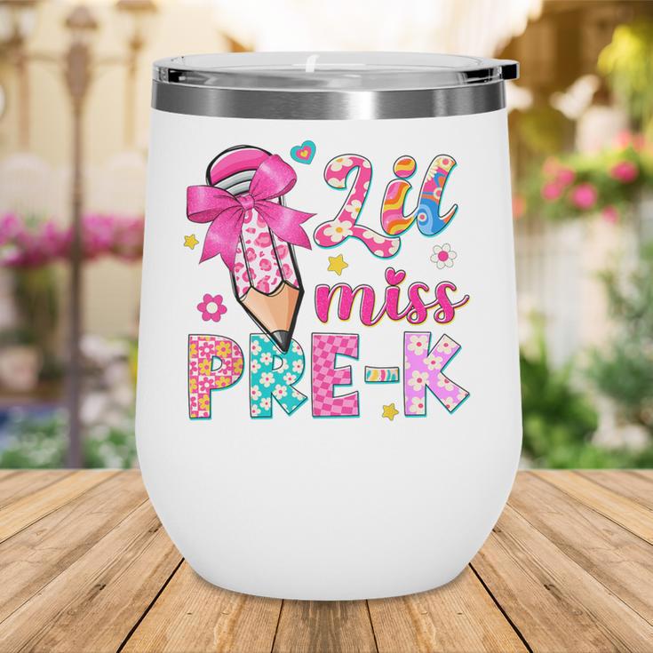 Pencil Bow Lil Miss Pre-K Pre-K Back To School Wine Tumbler