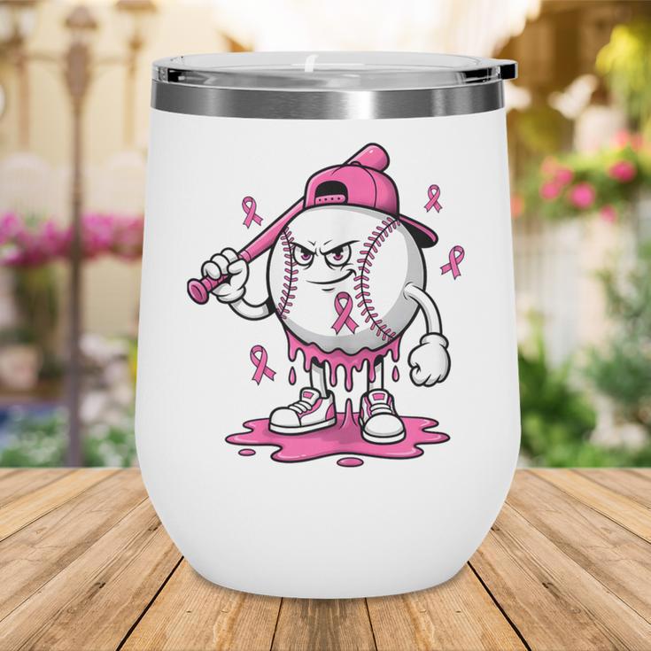 Pink Ribbon Baseball Breast Cancer Awareness Wine Tumbler