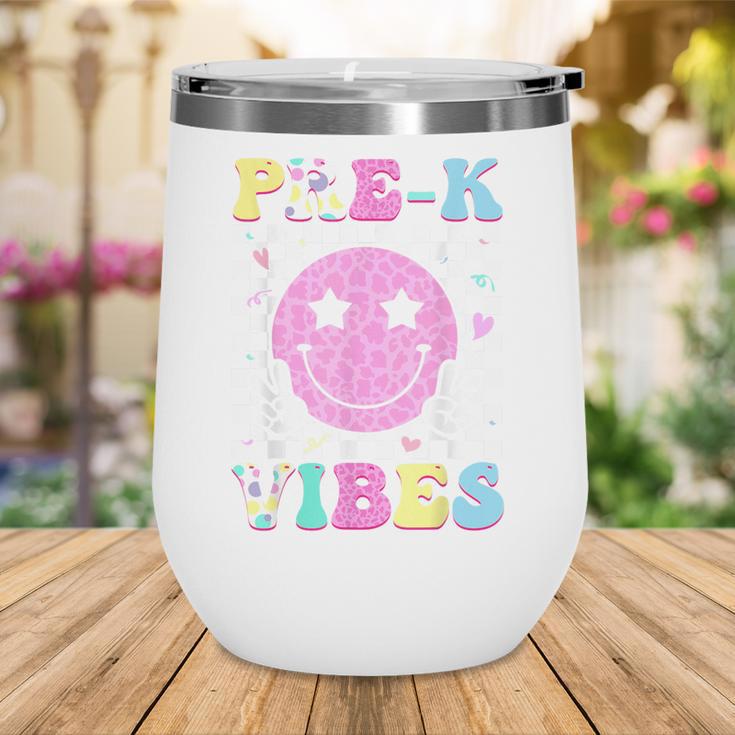 Pre-K Vibes Groovy Back To School PreK Preschool Girls Kids Wine Tumbler