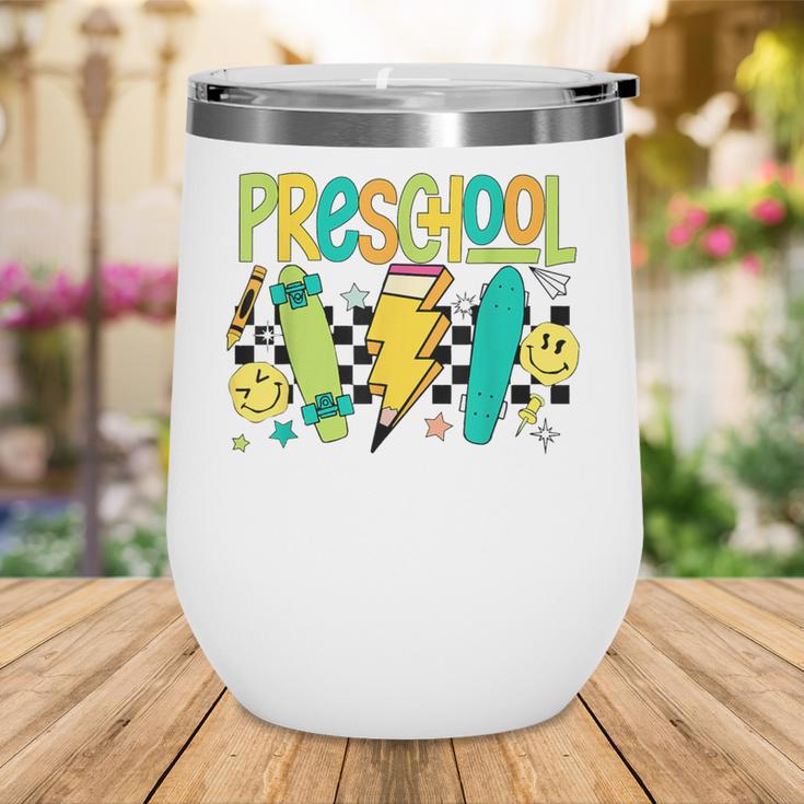 Preschool Skateboard Back To School Boy Girl Kid Wine Tumbler Preschool Skateboard Back To School Boy Girl Kid Wine Tumbler
