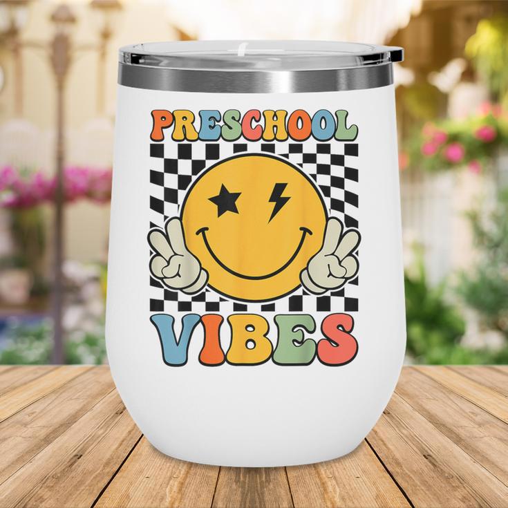 Preschool Vibes Retro Groovy Back To School Pre-K Wine Tumbler