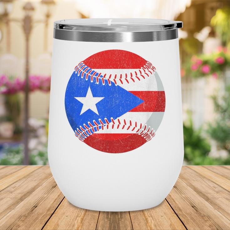 Puerto Rico Baseball Flag Boricua Beisbol Fan Gear Wine Tumbler