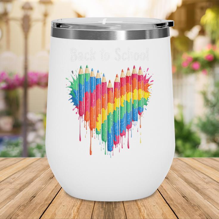 Rainbow Pencil Heart Back To School Creative Wine Tumbler