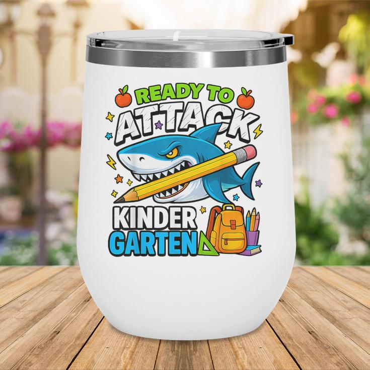 Ready To Attack Kindergarten Shark Back To School Kids Wine Tumbler