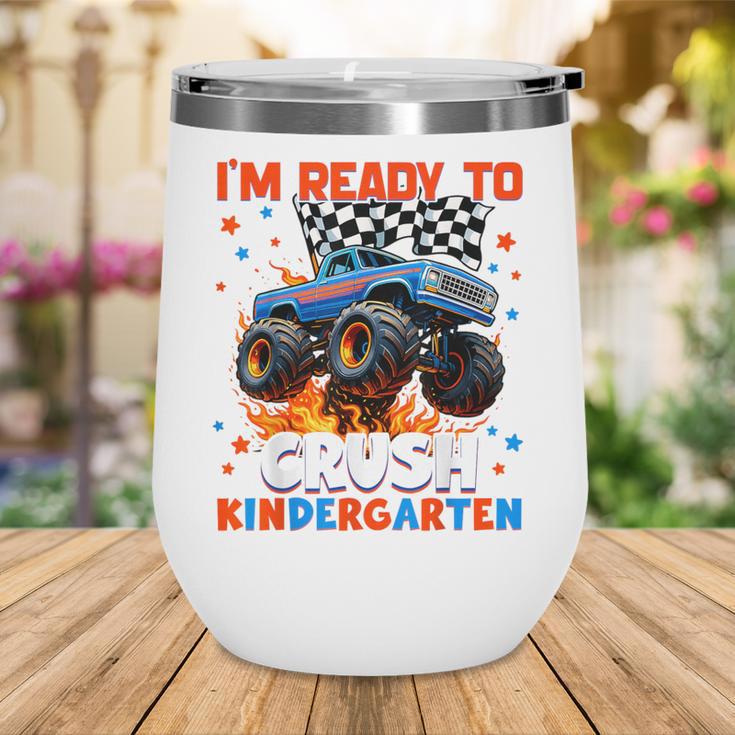 Ready To Crush Kindergarten Monster Truck Back To School Boy Wine Tumbler