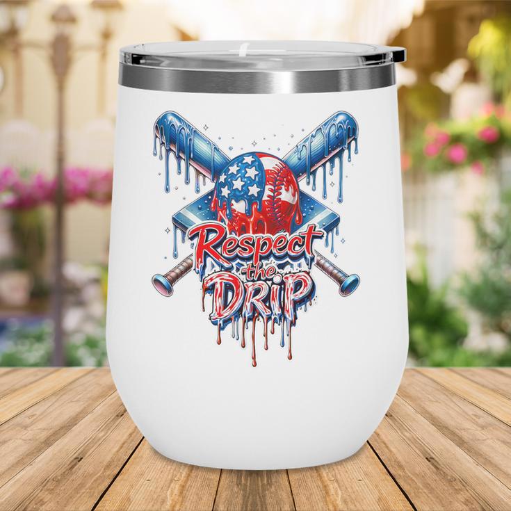 Respect The Drip Baseball American Flag Ice Cream Drip Youth Wine Tumbler