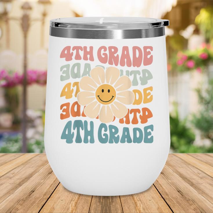 Retro 4th Grade Daisy Colorful Back To School Fourth Grade Wine Tumbler