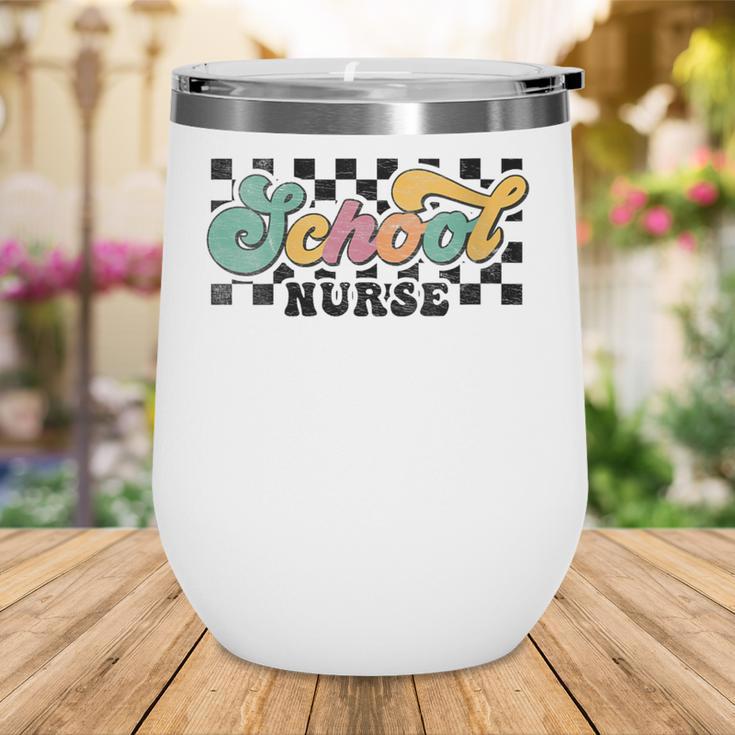 Retro Checkered School Nurse Squad Back To School Graduation Wine Tumbler Retro Checkered School Nurse Squad Back To School Graduation Wine Tumbler