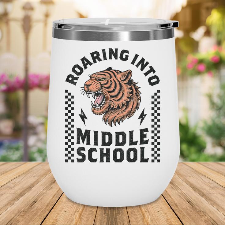 Roaring Into Middle School Tiger Back To School Boy Girl Kid Wine Tumbler Roaring Into Middle School Tiger Back To School Boy Girl Kid Wine Tumbler