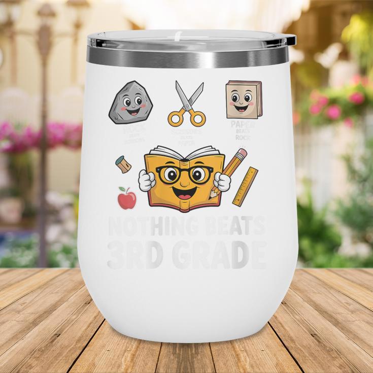 Rock Scissor Paper Nothing Beats 3rd Grade Back To School Wine Tumbler