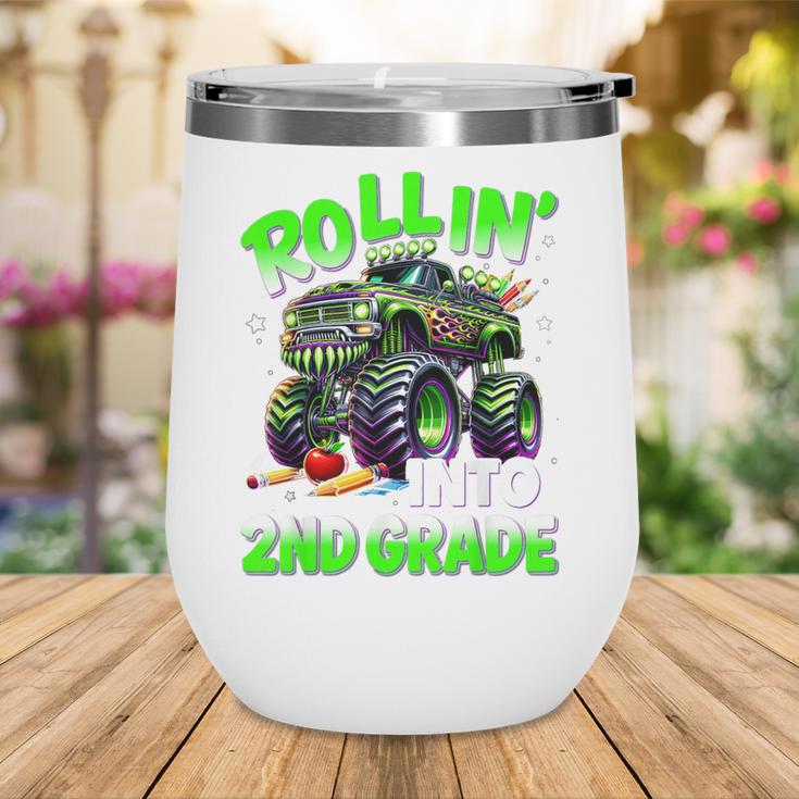 Rollin' Into 2nd Grade Monster Truck Back To School Boys Wine Tumbler