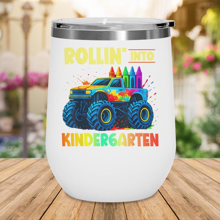 Rollin' Into Kindergarten Monster Car Back To School Boys Wine Tumbler Rollin' Into Kindergarten Monster Car Back To School Boys Wine Tumbler
