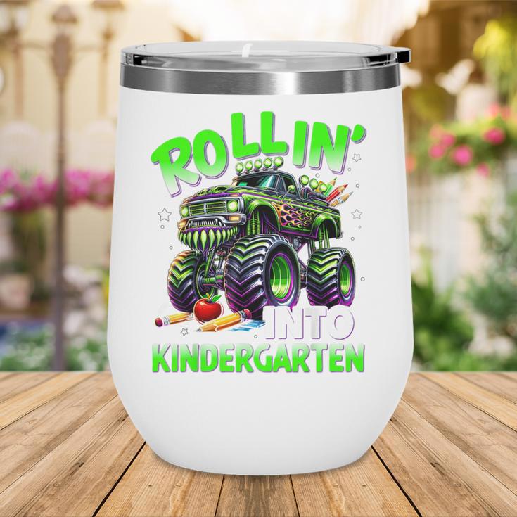 Rollin' Into Kindergarten Monster Truck Back To School Boys Wine Tumbler