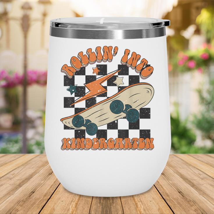 Rolling Into Kindergarten Retro Groovy Back To School Kids Wine Tumbler Rolling Into Kindergarten Retro Groovy Back To School Kids Wine Tumbler