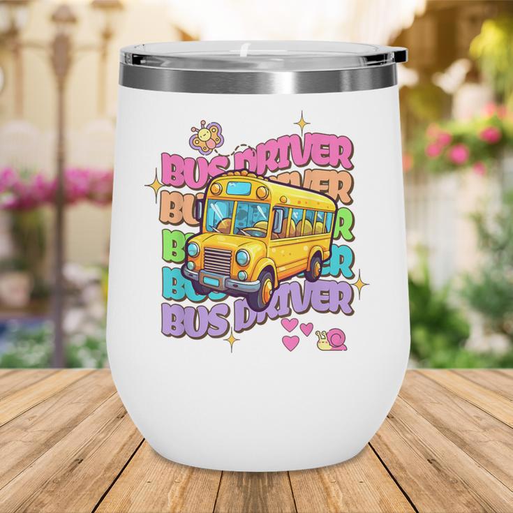 School Bus Driver Groovy Retro Back To School Wine Tumbler