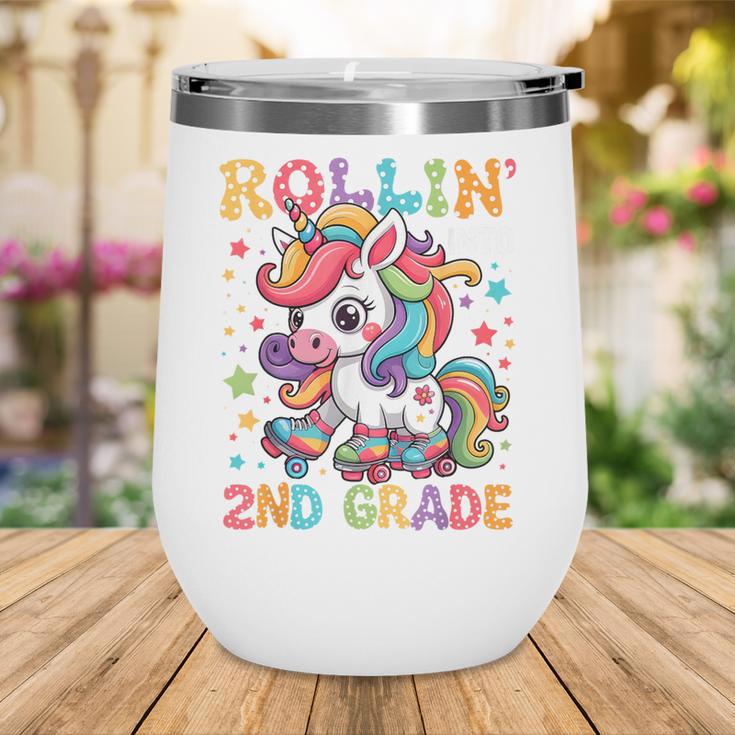 Second Grade Back To School First Day Girls Rollin Unicorn Wine Tumbler Second Grade Back To School First Day Girls Rollin Unicorn Wine Tumbler