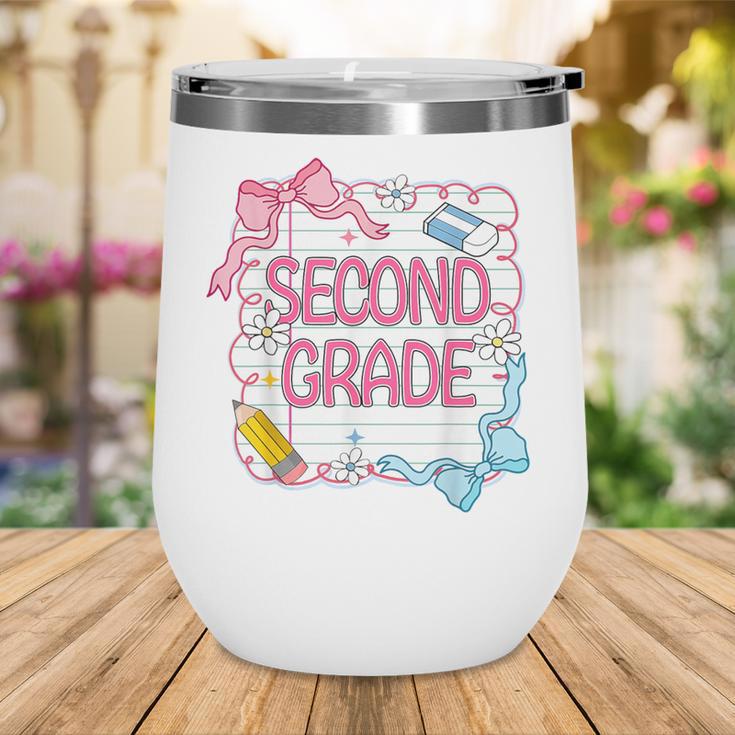 Second Grade Girls Kids Back To School Girls Coquette Bows Wine Tumbler Second Grade Girls Kids Back To School Girls Coquette Bows Wine Tumbler