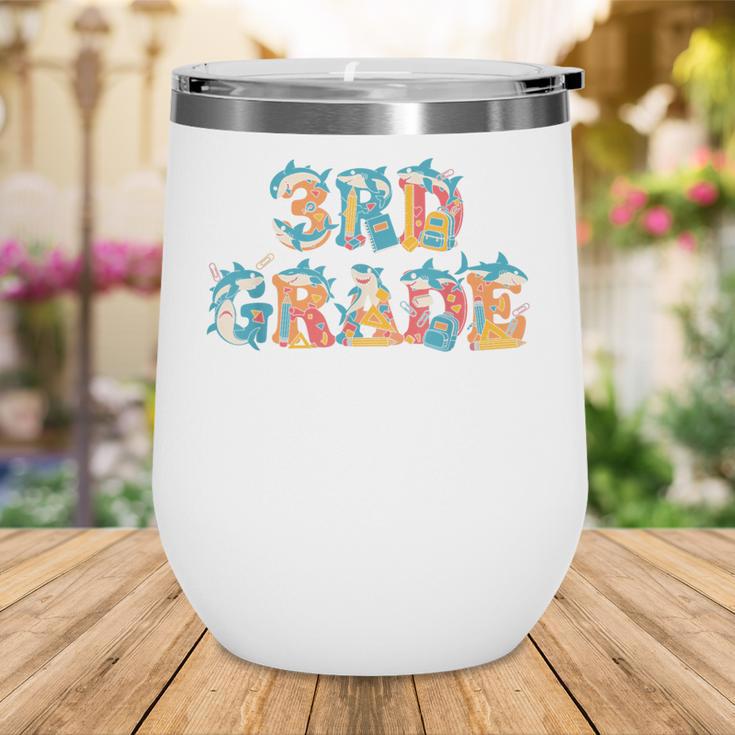 Shark Third Grade Back To School Kids Boys Girls Wine Tumbler Shark Third Grade Back To School Kids Boys Girls Wine Tumbler