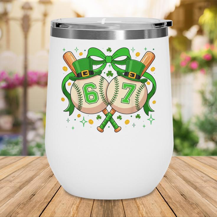 Six Seven 67 Meme Baseball Coquette Bow St Patrick's Day Wine Tumbler