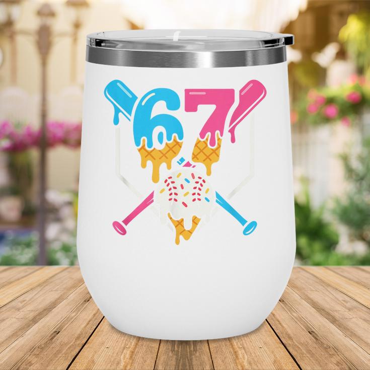 Six Seven Baseball Ice Cream Drip Cool 67 Gen Alpha Slang Wine Tumbler